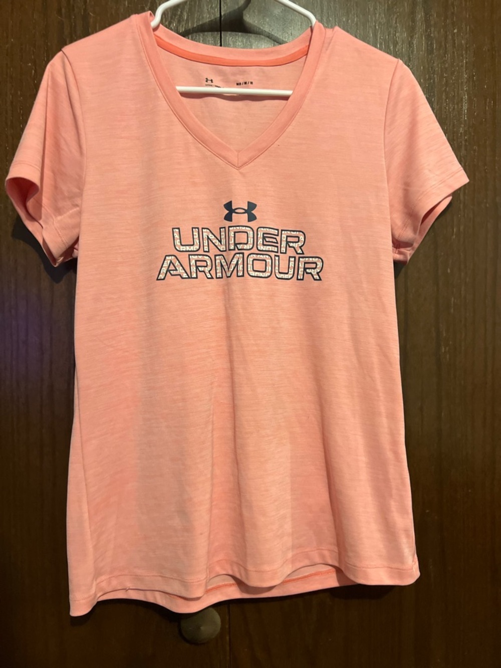 Under Armour Women's Peach V-Neck Logo Tee